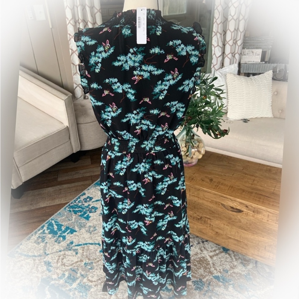 💵 NWT | J CREW Botanical Bees Midi Dress - Smocked Waist - Picture 9 of 10